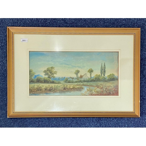 905 - Thomas Wainwright Watercolour Landscape with Sheep, signed and dated lower left 1865.  Measures 9.5'... 