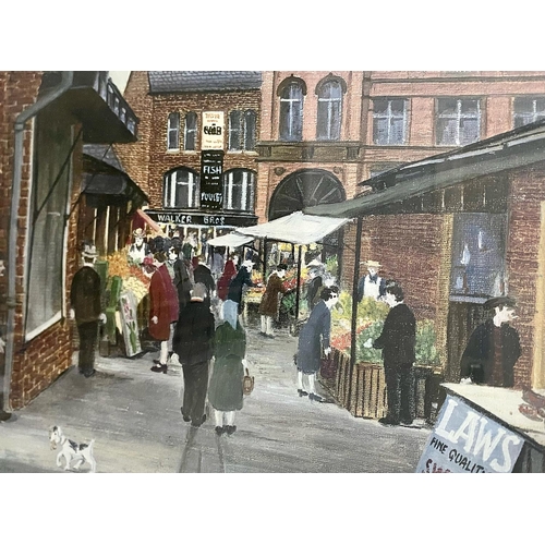 907 - Tom Dodson Limited Edition Coloured Print. Numbered 55/500. Titled ' Market Day '. Mounted and Frame... 