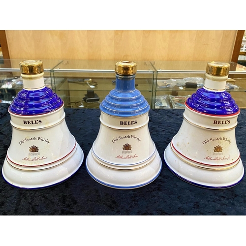 1476 - Three Bells Scotch Whisky Decanters with Contents, commemorating the birth of Princess Beatrice 1988... 