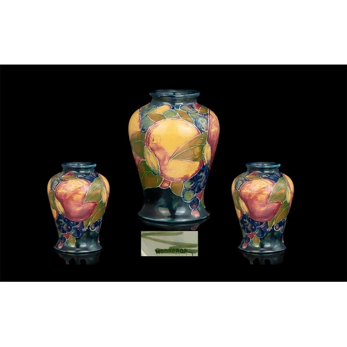 509 - William Moorcroft Signed Small Vase of Waisted Form, Ochre Pomegranates and Berries Design. c.1914  ... 