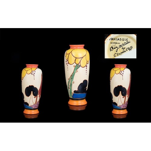 510 - Clarice Cliff - Art Deco 1930's Hand Painted Small Vase ( Rare ) ' Summer House ' Design. c.1931. Ho... 