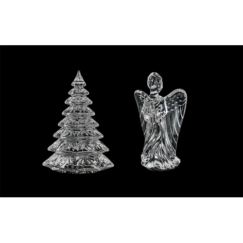 780 - Four Waterford Lead Crystal Clear Glass Figures comprising of a Christmas Tree 18 cms in height, a f... 