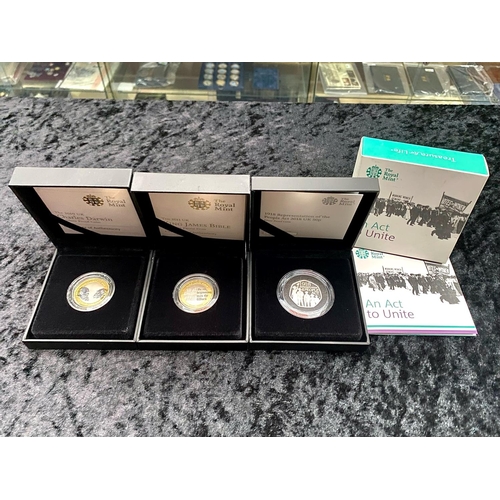 317 - Royal Mint History Interest. Comprises 1/ The 2009 Charles Darwin Silver Proof Coin with Box and Cer... 