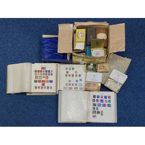 1354 - A Banana Box Containing a Large Quantity of Stamp Ephemera, world collection in 3 old albums, old ci... 