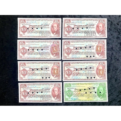 1365 - A Group of Eight Thomas Cook Travellers Cheques dated 1959/1960.