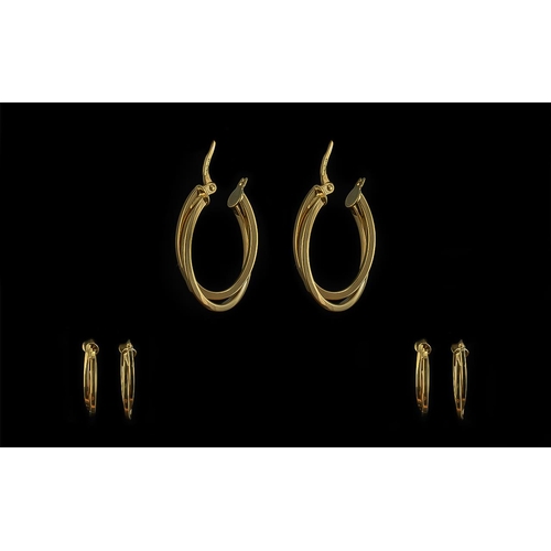 186 - Pair of 9ct Gold Hoop Earrings By Goldsmiths Jewellers. In As New Condition, With Goldsmiths Box & O... 