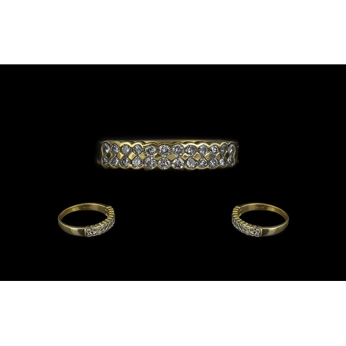 226 - Ladies 18ct Gold Quality Diamond Set Ring of pleasing design and proportions, full hallmark to inter... 