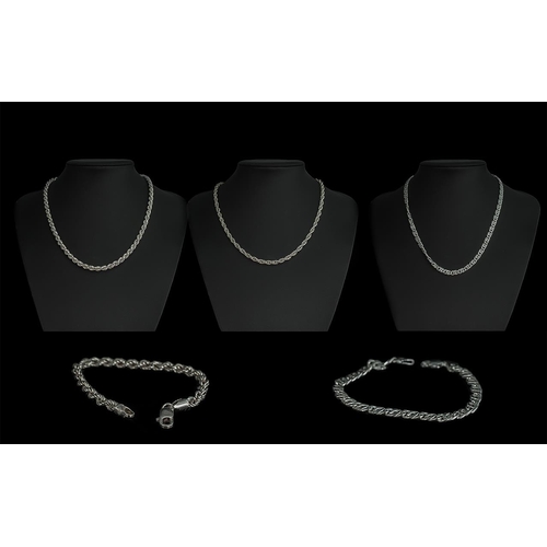 236 - Collection of Silver Necklaces and Bracelets. Comprises a Beautiful Silver Necklace ( 17 Inches In l... 