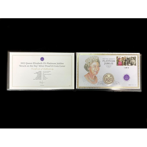 244 - Harrington & Byrne 2022 Queen Elizabeth II's Platinum Jubilee ' Struck on The Day's 'Silver Proof £5... 