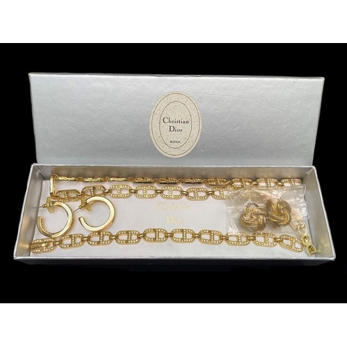 246 - Excellent Set of Christian Dior Jewellery, In Christian Dior Box. Comprises Gold Colour and CZ's Nec... 