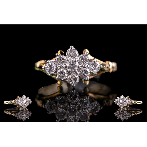 266 - Ladies Attractive 18ct Gold Diamond Set Dress Ring. Full Hallmark to Interior of Shank. The Brillian... 