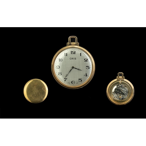 293 - Oris Watch Co. Signed Seven Jewels Keyless Gold Filled Slimline Pocket Watch, with Mother-of-Pearl d... 