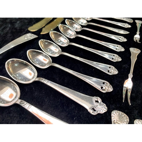 381 - Bag of Mostly French Silver Items, low grade, comprising assorted spoons, pickle forks, knives, etc.... 