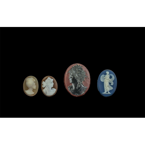 390 - Four Unmounted Cameos, To Include A Wedgwood, Two Shell and a glass. The largest measuring 34 by 27 ... 