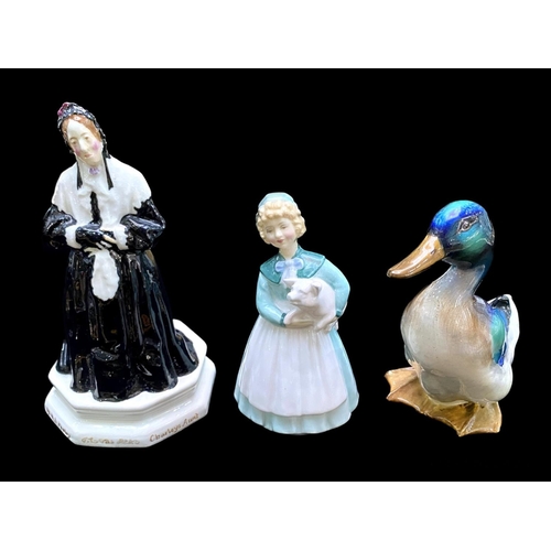 602 - A Collection of Royal Doulton Figures to include Drake Duck HN807, Stayed at Home HN2207 and Charley... 