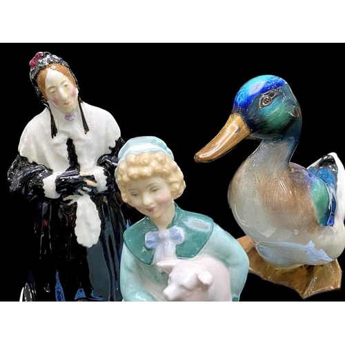 602 - A Collection of Royal Doulton Figures to include Drake Duck HN807, Stayed at Home HN2207 and Charley... 