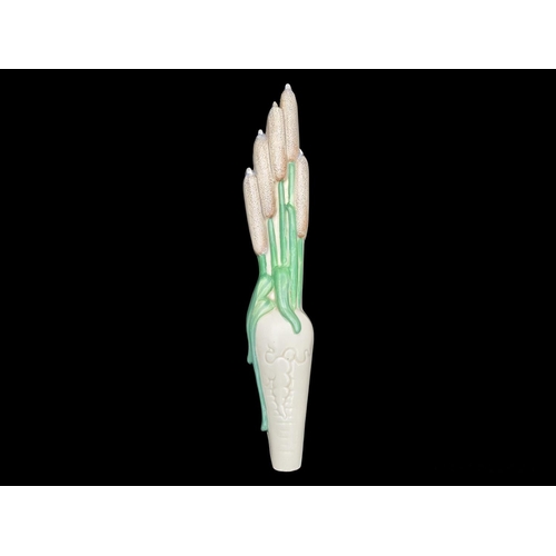 606 - Beswick Wall plaque of a Beswick Vase of Bullrushes wall plaque, model no 564, height 31.5cm.