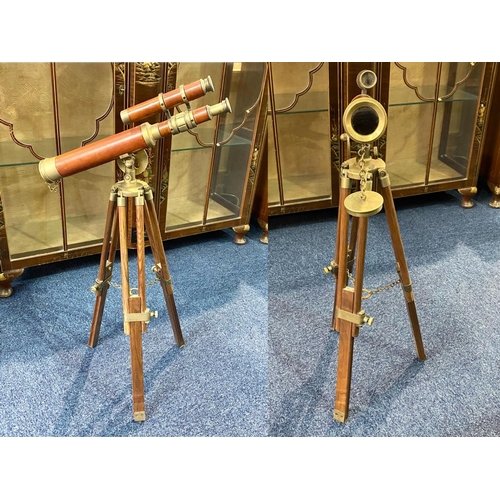 1110 - Reproduction Telescope with Tripod Stand, with brass mounts and supports.  Height 27''.