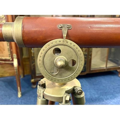 1110 - Reproduction Telescope with Tripod Stand, with brass mounts and supports.  Height 27''.