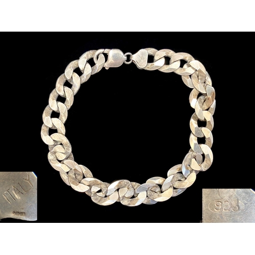 387 - Gents Chunky Silver Bracelet. Stamped for Silver. Approx 11 Inches In Length, Approx Weight 47 grams... 