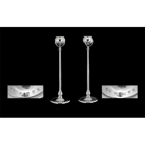 101 - Elizabeth ll Stylish Pair of Contemporary Sterling Silver Candlesticks of excellent design and form,... 