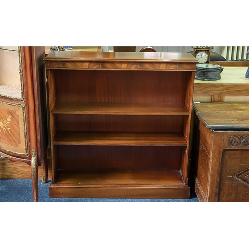 1091 - Bevan Funnel Book case, in Burr Wood with three shelves and of good solid construction. Measures app... 