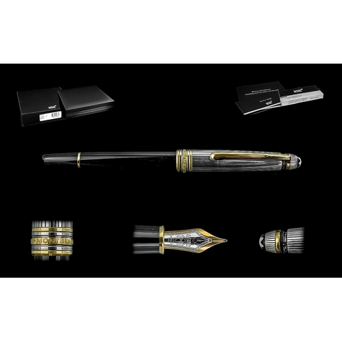 110 - Mont Blanc Meisterstuck Solitaire Silver on Vermeil Fountain Pen. Size M - 1468 Marked to Cap 925 Si... 