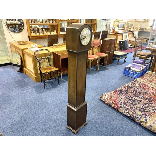 1104 - Grandmother Clock Westminster chime, silvered dial with Chapter numerals. Of small form measuring 55... 