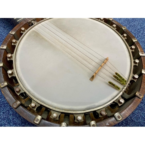 1105 - Music Interest - Five String Banjo, Mother of Pearl inlaid fret.