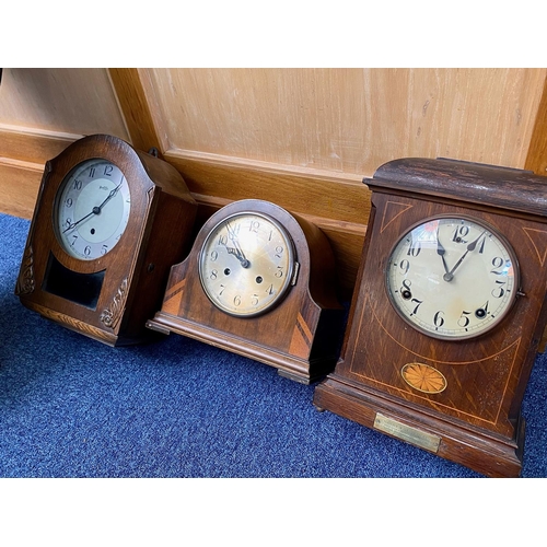 1171 - Collection of Four Clocks, all early 20th Century, to include a mantle clock with presentation plaqu... 