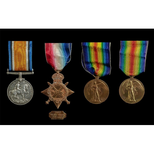 1302 - World War I Military Medals ( 4 ) Named - Awarded to 2902.7 PTE J.W. Wishart, Gord Highrs. Comprises... 