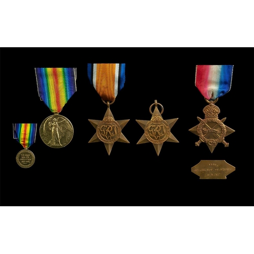 1303 - World War 1 & 2 Military Medals ( 4 ) Awarded to 1304 CPL-A-SJT W.Flett R.F.A. Comprises 1/ 1914 - 1... 