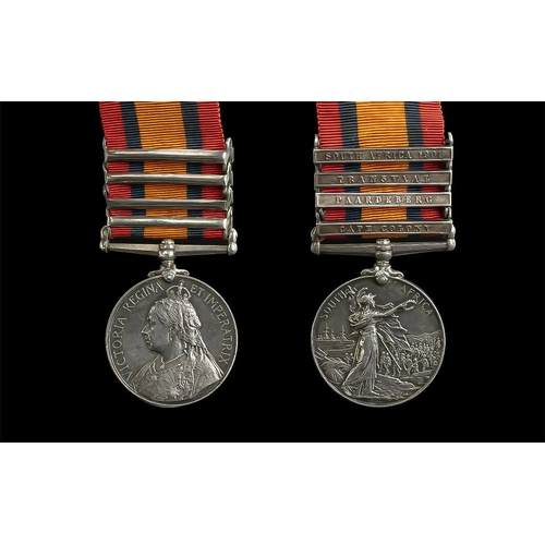 1307 - Queens South Africa Military Medal with 4 Ball Claps and Ribbon. Comprises 1/ South Africa 1901. 2/ ... 