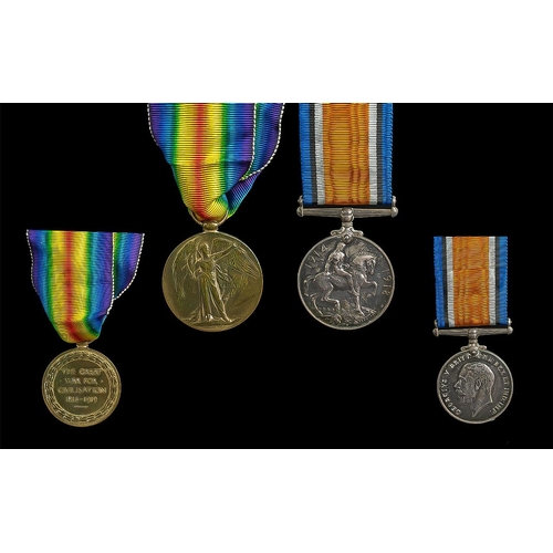 1308 - World War I Military Interest. A duo of WWI Medals awarded to 65132 GNR A. Campbell R.A with origina... 