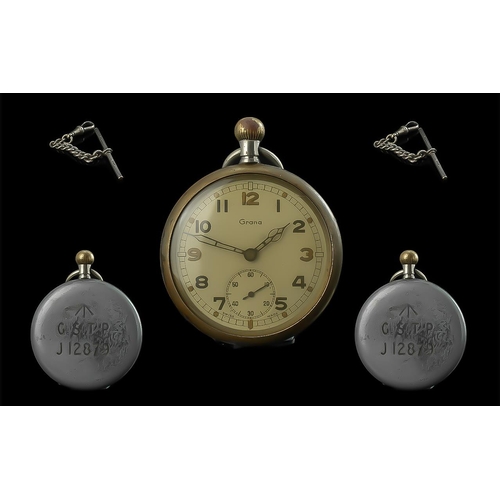 1315 - World War II Military Watch Interest. Grana GSTP General Service Time Piece Pocket Watch Serial numb... 