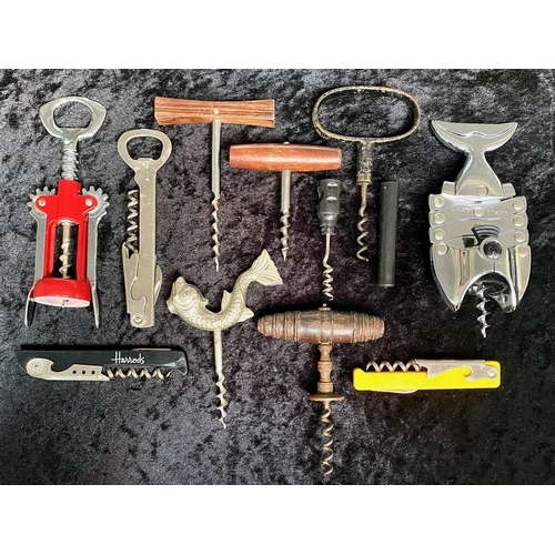 1400 - Collection of Mostly Modern Corkscrews, eleven in total, various designs, shapes and colours.