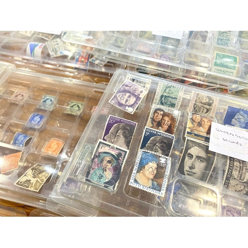 1414 - Stamp Interest - Three Boxes of QEII Stamps, displayed by set in clear plastic containers.