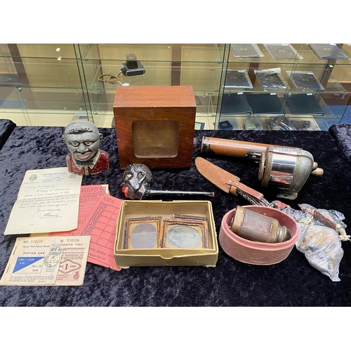 1575 - Mixed Lot of Collectibles including Motor Car Ephemera, Ration Book, Royal Air Force, Money Bank, Pi... 