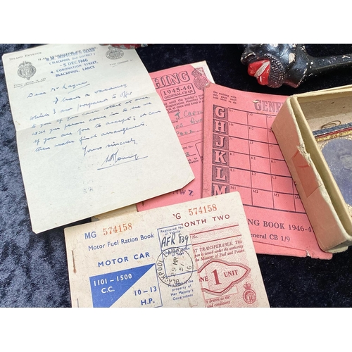 1575 - Mixed Lot of Collectibles including Motor Car Ephemera, Ration Book, Royal Air Force, Money Bank, Pi... 