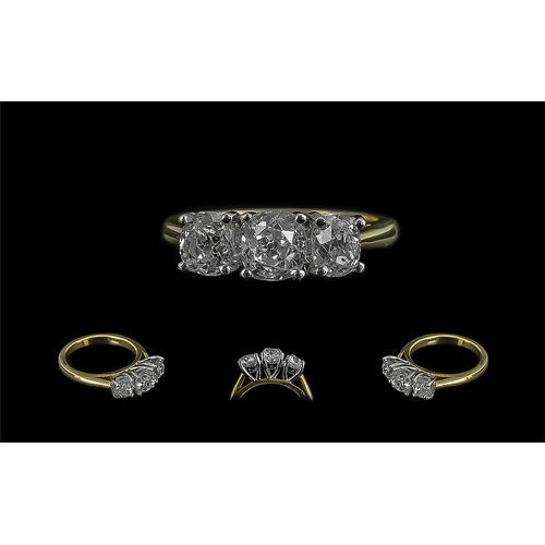 2 - 18ct Gold Superb Quality 3 Stone Diamond Set Ring. Full Hallmark to Interior of Shank. The 3 Faceted... 