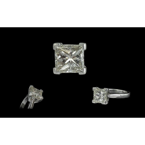 20A - 2.78ct Single Stone Diamond Ring, Princess Cut Diamond Set In Platinum, Four Claw Setting. Estimated... 