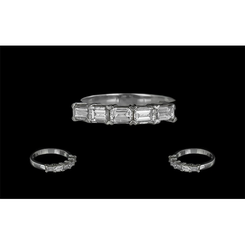 29A - Ladies 18ct White Gold Attractive and Contemporary 5 Stone Diamond Set Ring. Full Hallmark to Shank.... 