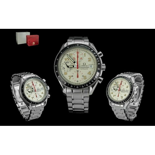 32 - Omega - Speedmaster Iconic Automatic Chronograph Gents Stainless Steel Wrist Watch. Many Features Mu... 