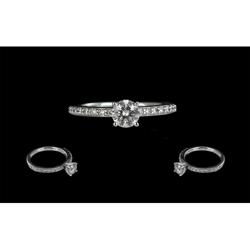 34 - 18ct White Gold Superb Quality Diamond Set Dress Ring. The Central Modern Brilliant Cut Diamonds of ... 