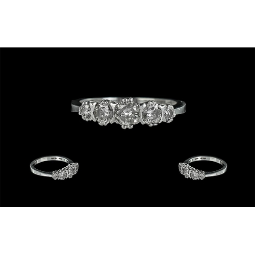 38 - Ladies 18ct White Gold Attractive 5 Stone Diamond Set Ring. Full Hallmark to Interior of Shank. The ... 