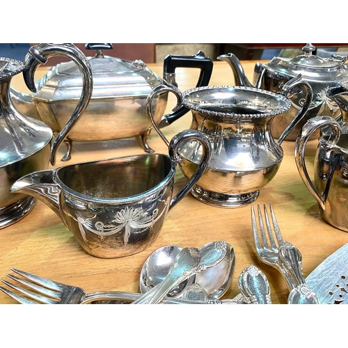 452 - Large Collection of Good Quality Silver Plated Ware, to include three silver plated tea pots, sugar ... 