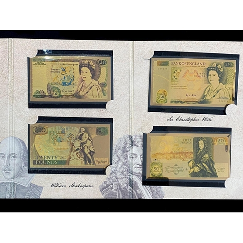 492 - London Mint - Superb Great British Icons UK Bank Note Collection In 24ct Pure Gold - First Editions ... 