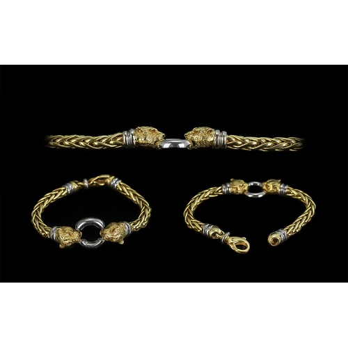 59 - 18ct Yellow Gold - Superb Quality Cats Head Deluxe Bracelet. Marked 18ct - 750. Excellent Clasp and ... 