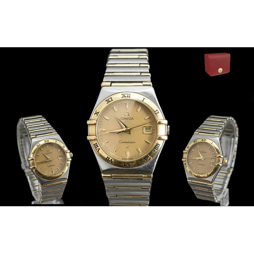 59A - Omega - Constellation Ladies 18ct Gold and Steel Automatic Wrist Watch. Features Champagne Dial, Gol... 