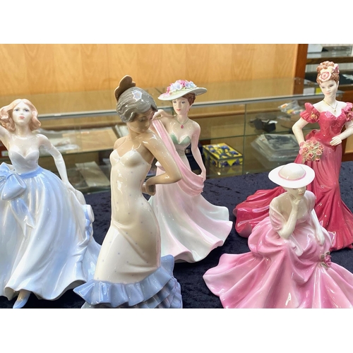 652 - Four Coalport Figures, to include Jenny, Summer Days, Carmen, and Alana.  Together with a Nao figure... 